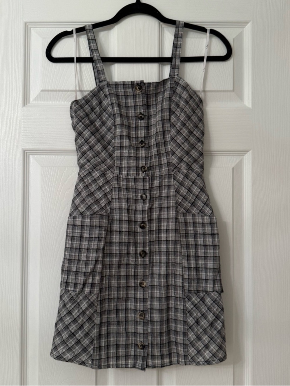 Lulus Right in Line Black and White Plaid Tie-Back Dress With Pockets - Picture 2 of 7